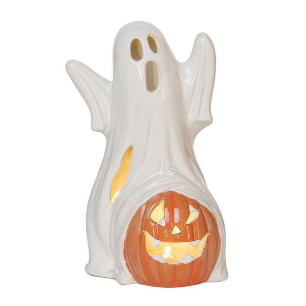 Ghost with Jack O Lantern Figurine