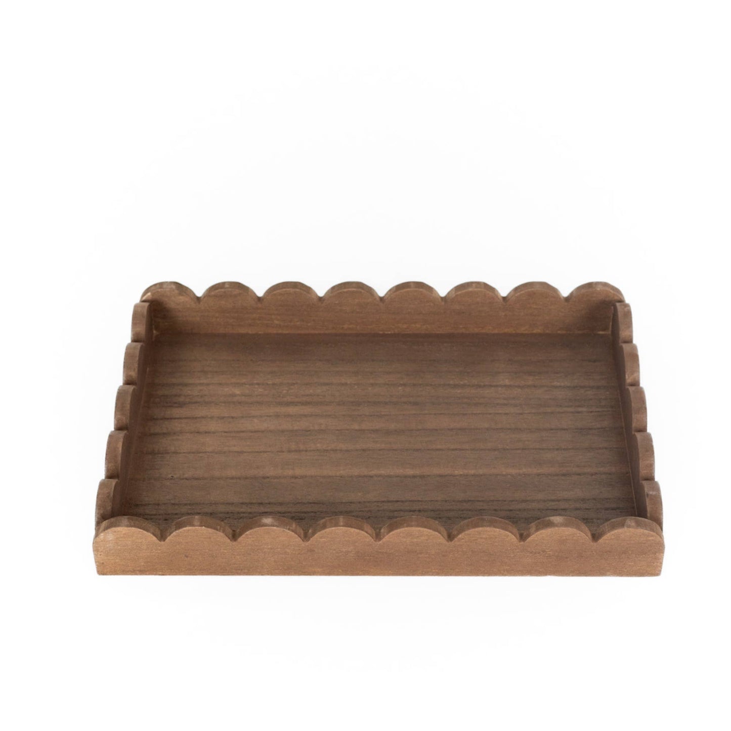 17008 - 13x9x2 wood scallop tray home decor, espresso