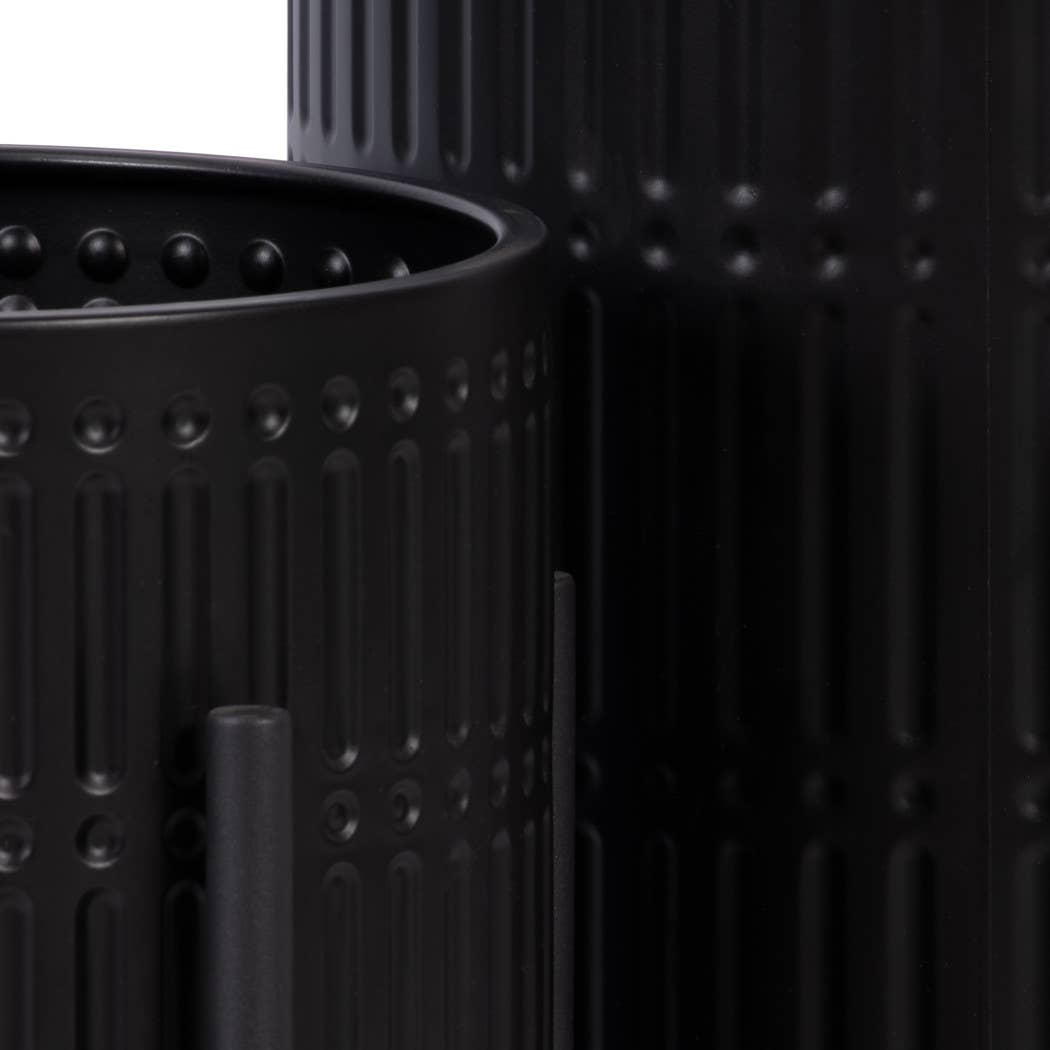 Metal Ridged Planter with Stand Black, 19/23 in.