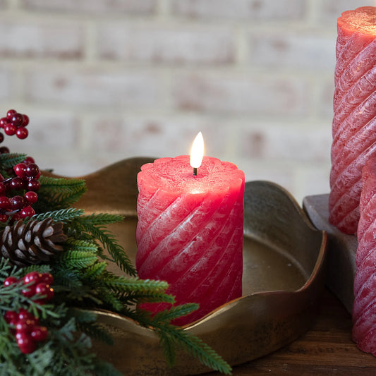 4” LED Twist Pillar Candle