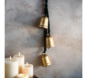 3 Gold Bell on Green Velvet