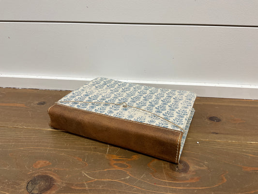 Blue Floral Canvas Leather Journal