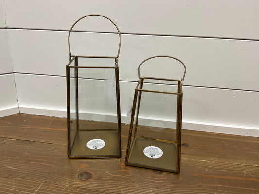 GLASS AND IRON HANGING LANTERN