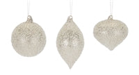 Ornament (3 Asst) 4.25"H, 5"H, 6.5"H Glass
