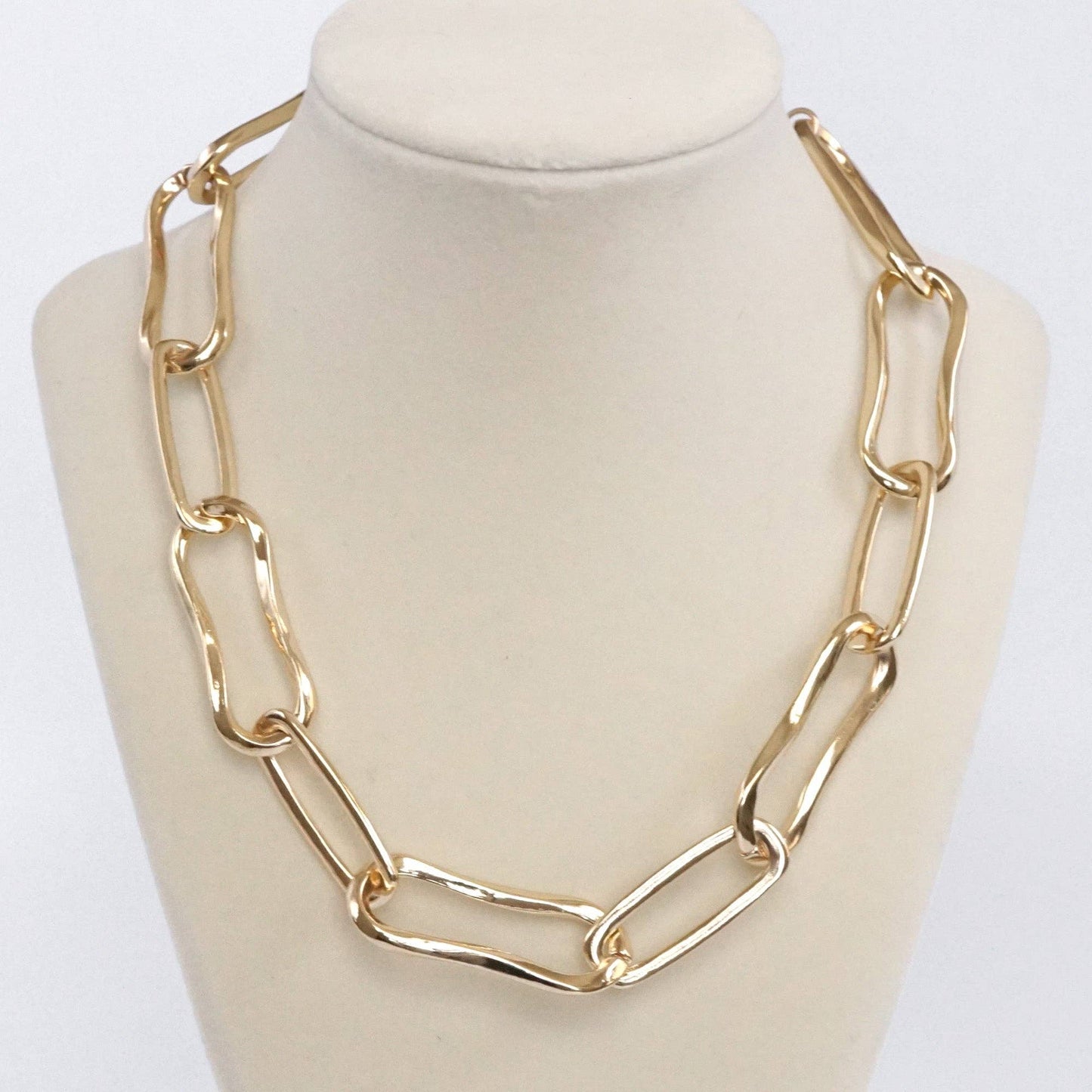 Short Chunky Chain Statement Necklace Big Long Golden Links
