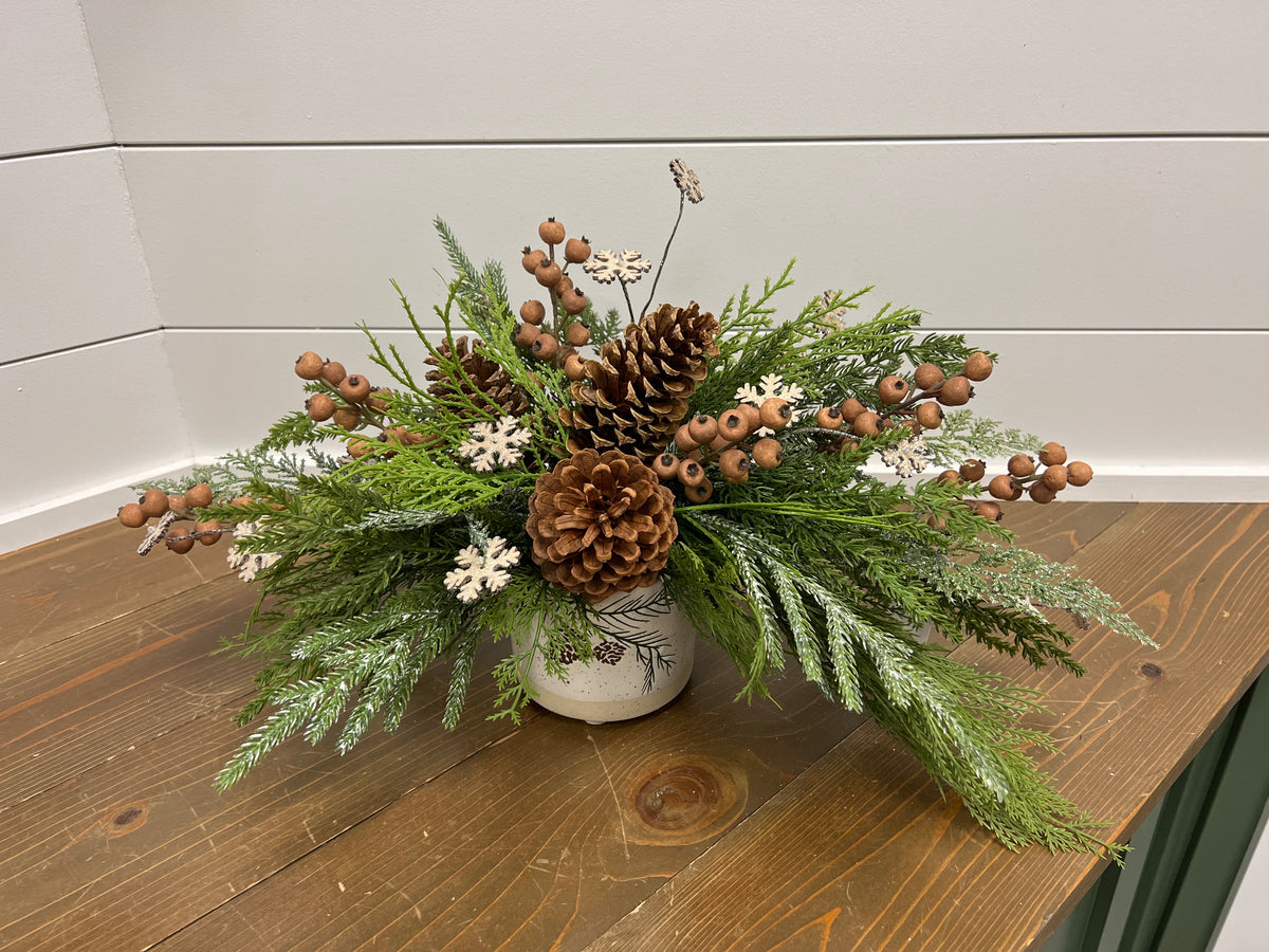 Pinecone and Brown Berry Arrangment