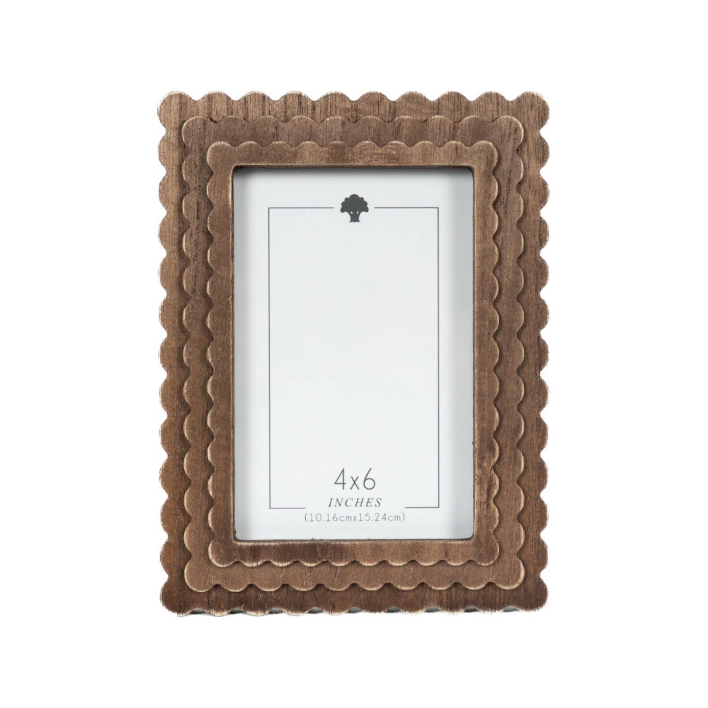 wood scallop photo frame for 4x6 pic, espresso