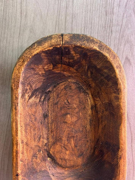 Medium Carved Bowl, Handmade, Farmhouse Décor #B - 7.3