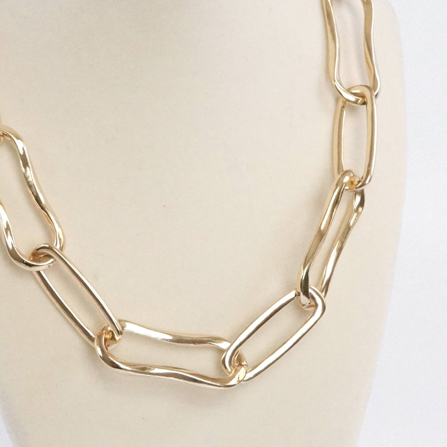 Short Chunky Chain Statement Necklace Big Long Golden Links