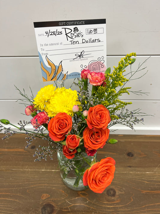 Teacher/Nurse/Daycare Provider Appreciation Fresh Arrangement & $10 Rosie’s Gift Card