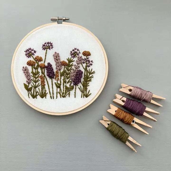 Hand Embroidery Kit - Meadow in Plum