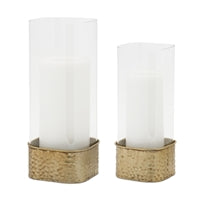S/2 Gold Base Candle Holder