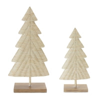 Set of 2 Resin Cream Trees