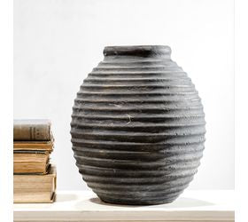 10.25 Black Terracotta Line Vase