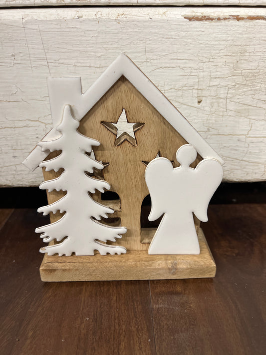 6.5x6.75 Wooden House with Angel