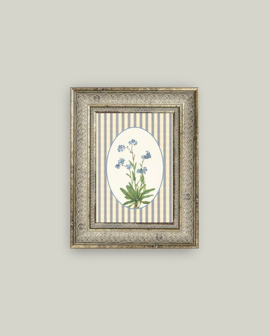 Blue Blooms on Stripe