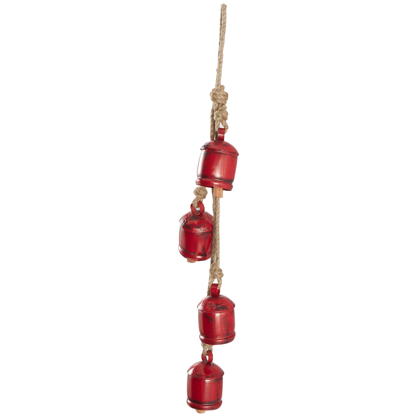 Bohemian or Eclectic Metal Decorative Cow Bells - Gold, Red