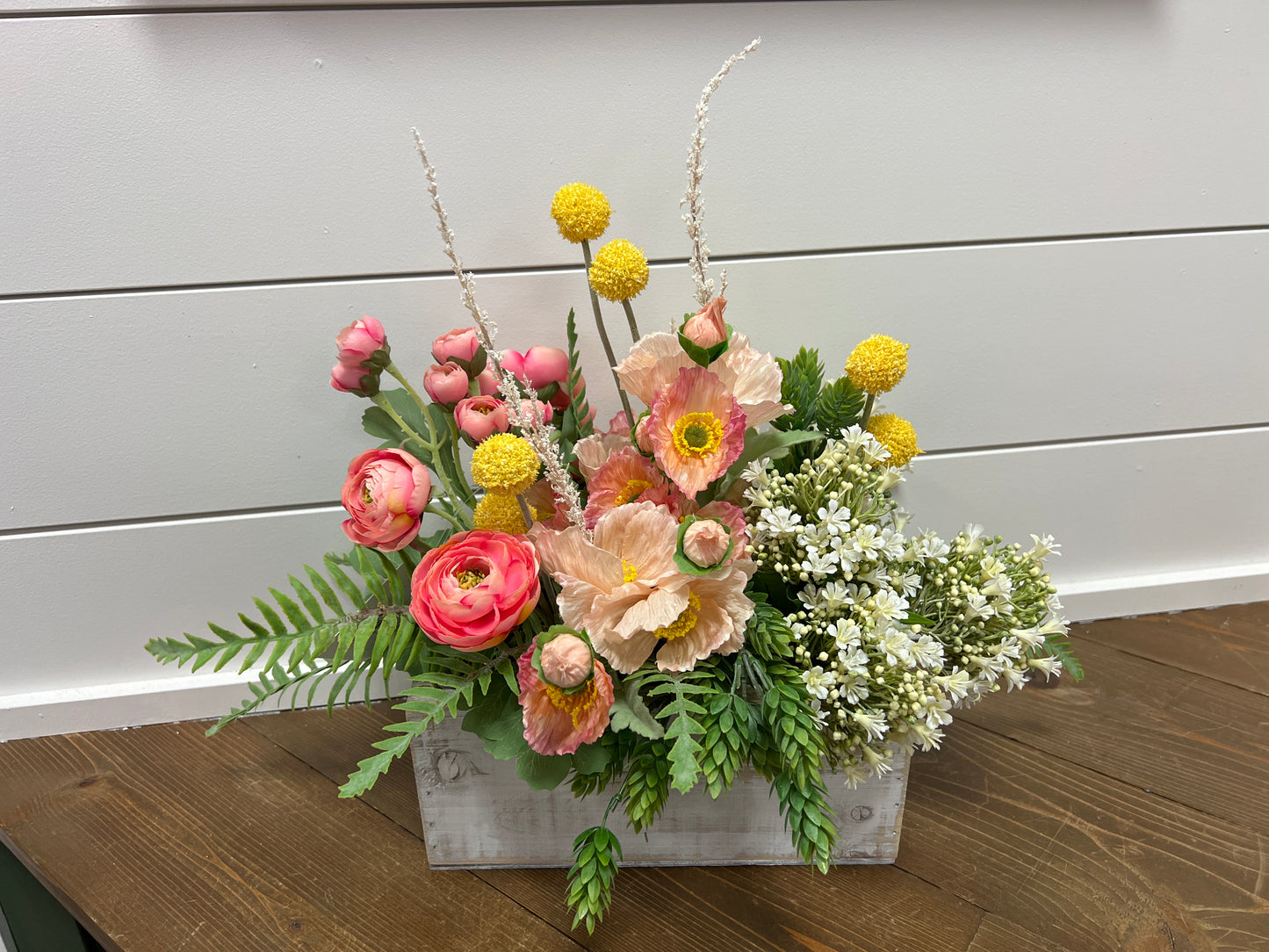 Pink Poppy with Yellow Billy Ball Arrangement
