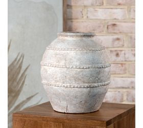 10" Antique Taupe Deco Line Vase