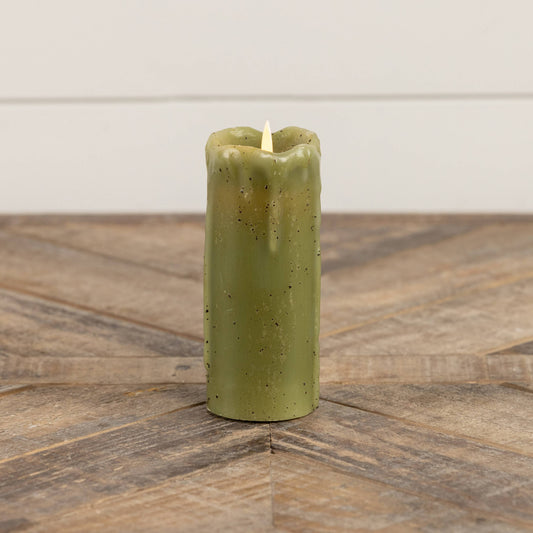 2X5" MOVING FLAME GREEN PILLAR CANDLE