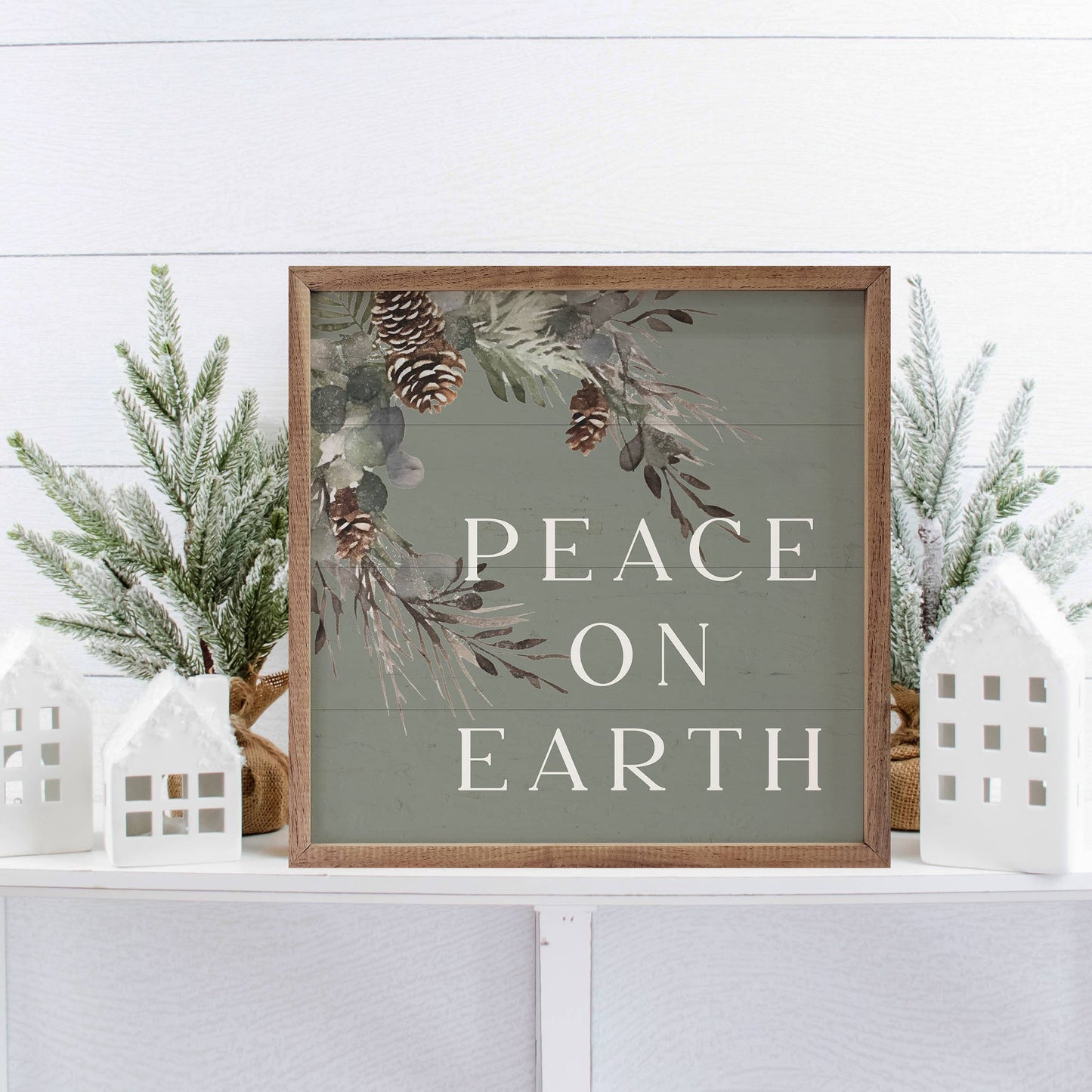 Peace On Earth Pinecones Green