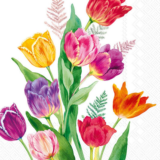 Paper Lunch Napkin Pack of 20 Bright Tulips
