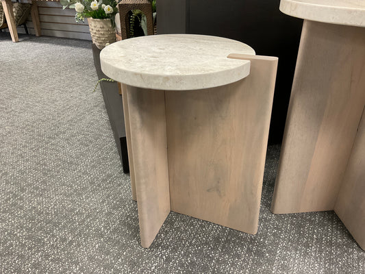 20" Connley Small  Marble and Wood Accent Table