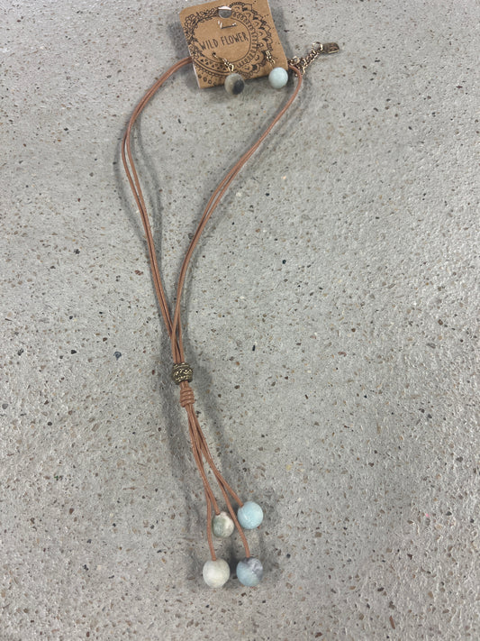Corded Blue Stone Necklace