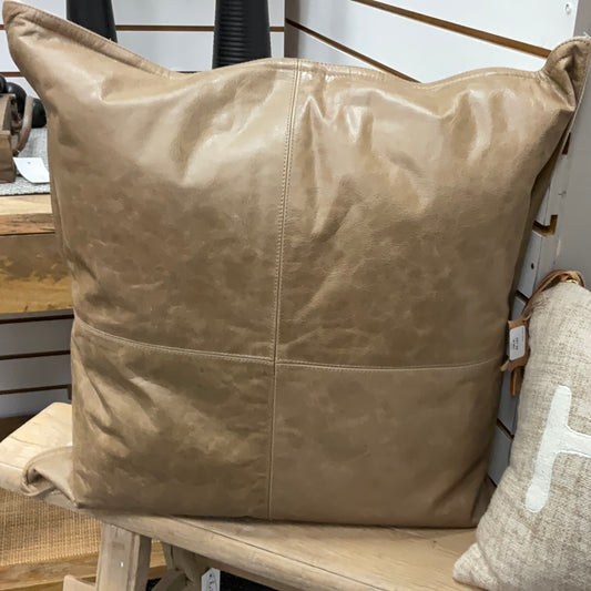 22x22 Leather Sandstorm Taupe Pillow
