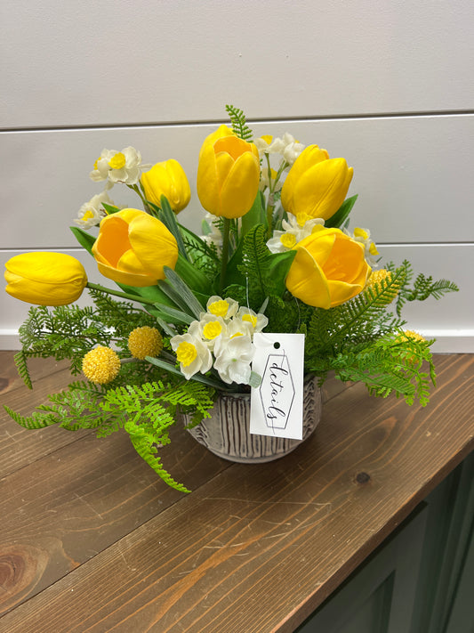 Yellow Tulips with Daffodils Arrangement