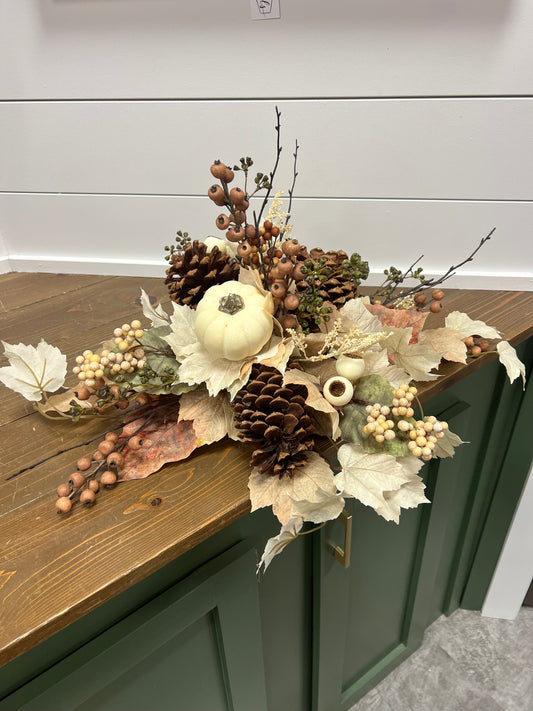 Leave with pumpkin centerpiece