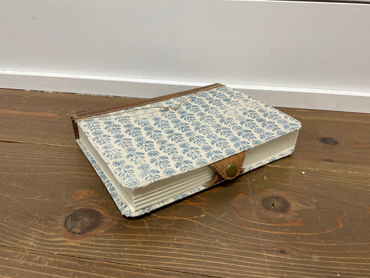 Blue Floral Canvas Leather Journal