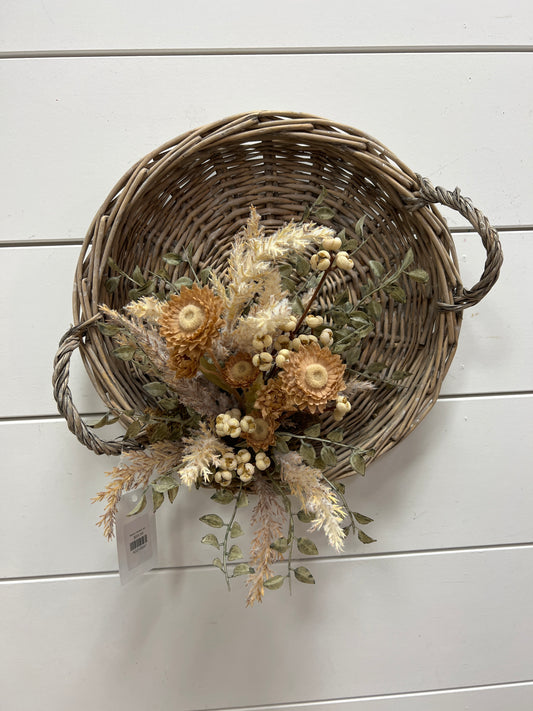 Wicker Basket with Light Orange Flowers