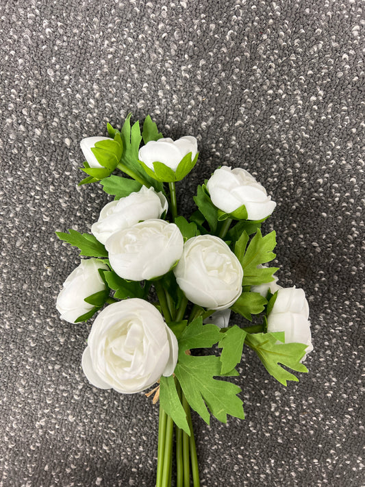 15" White Real Touch Ranunculus Bundle