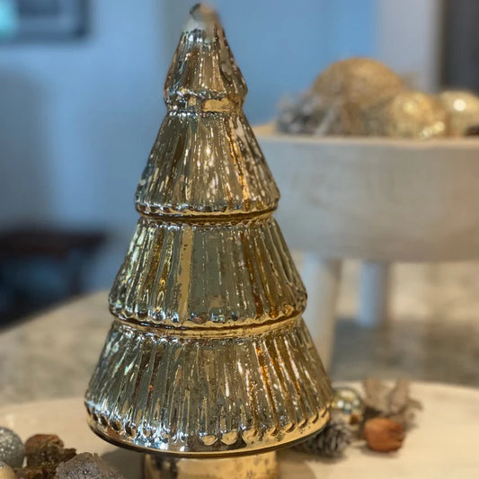 MED. GOLD MERCURY GLASS LAYERED TREE