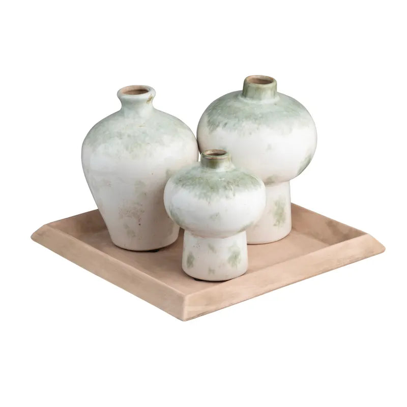 Green/White Ceramic Vases