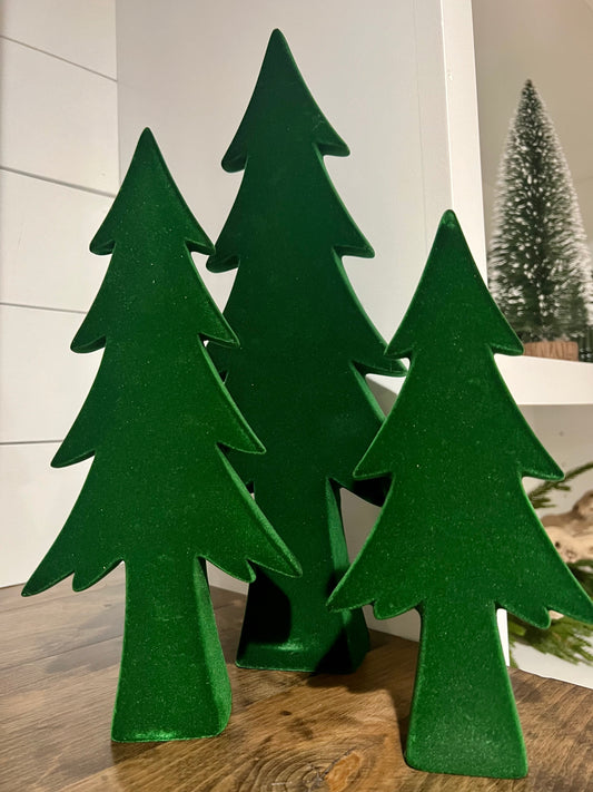 8.75 Green Flocked Tree