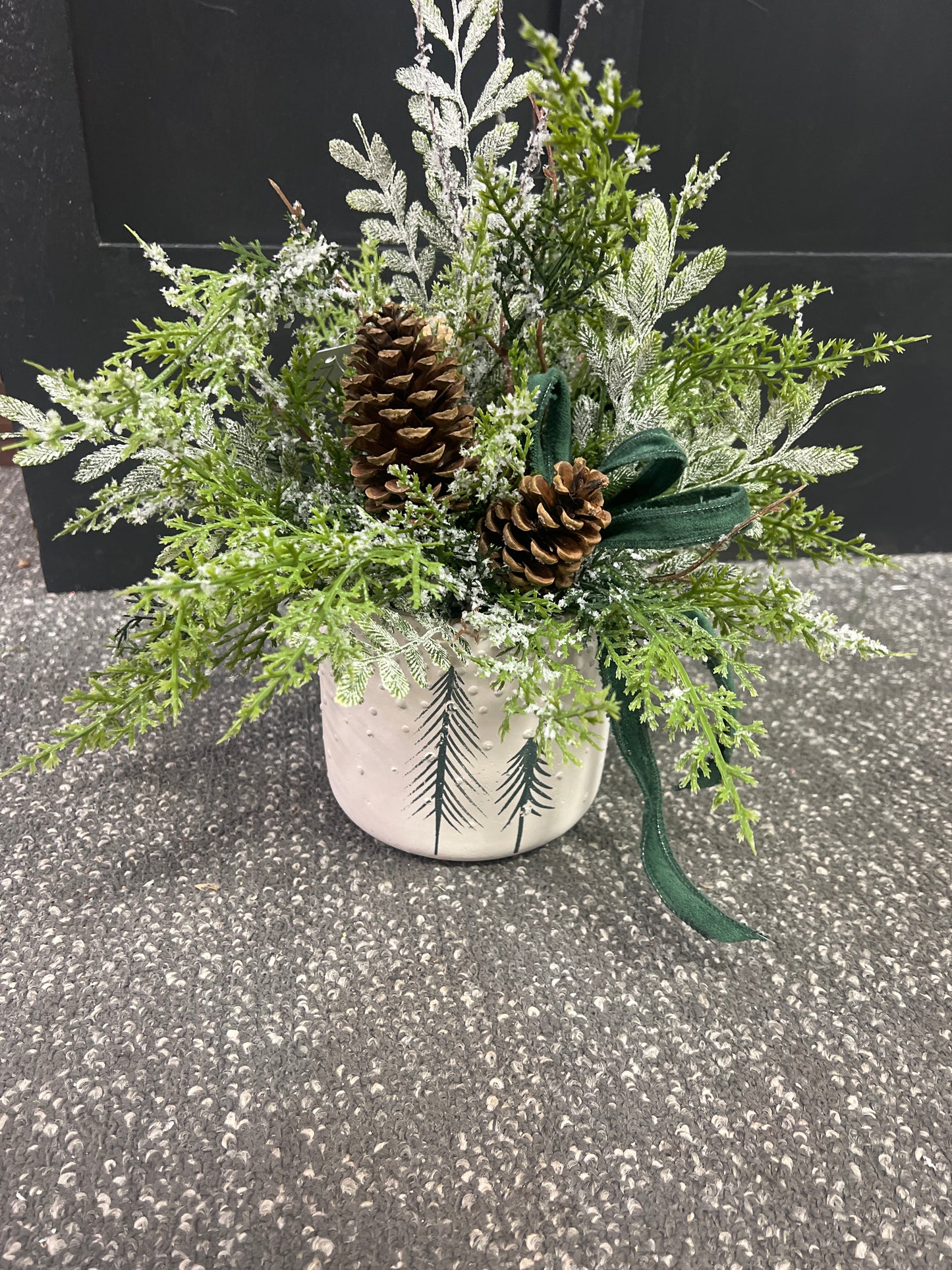 Evergreen with Greens and Pinecones