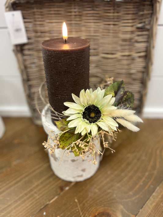 Cream Sunflower Candle Ring