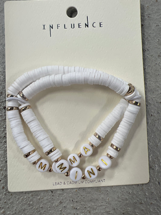 White/Gold Mama and Me Bracelet