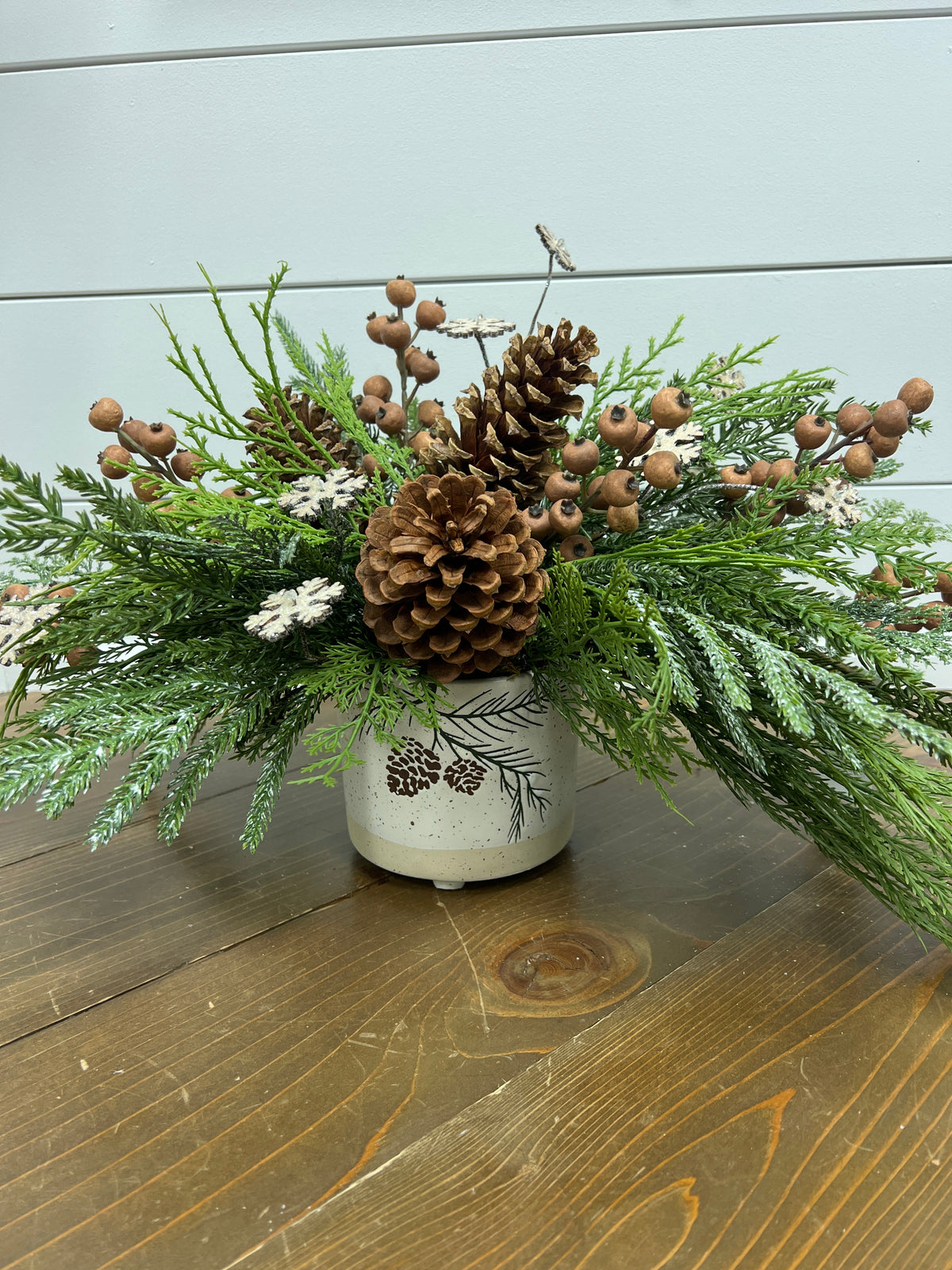 Pinecone and Brown Berry Arrangment