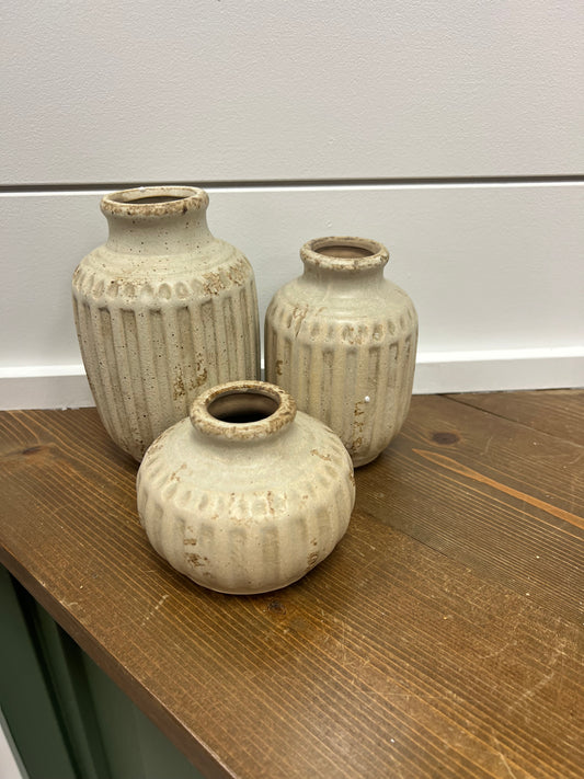 Weathered Cream Ceramic Bud Vase