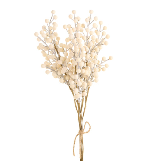 22" Flocked Ivory Berry Bundle