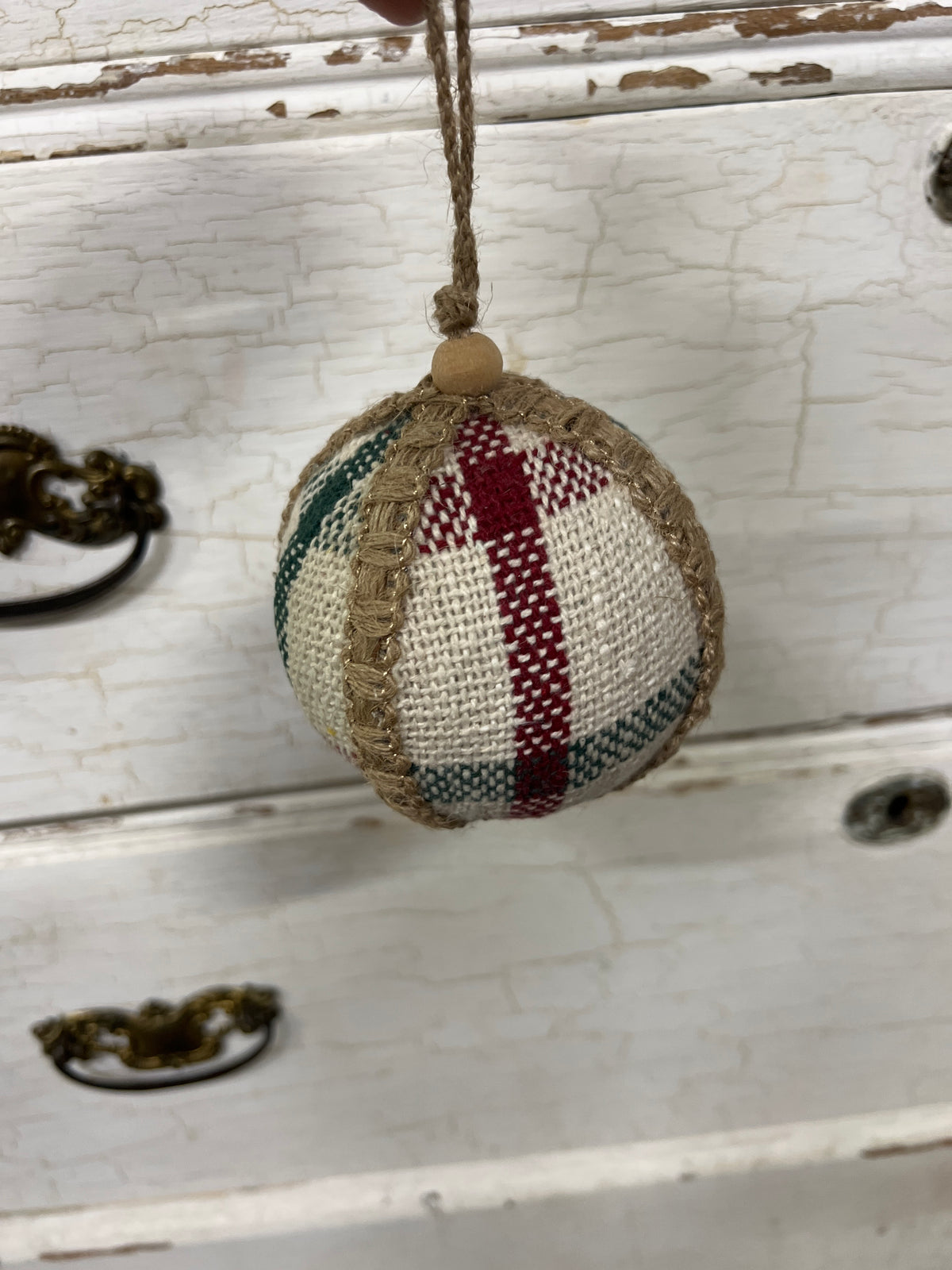 4" Plaid Ball Ornament