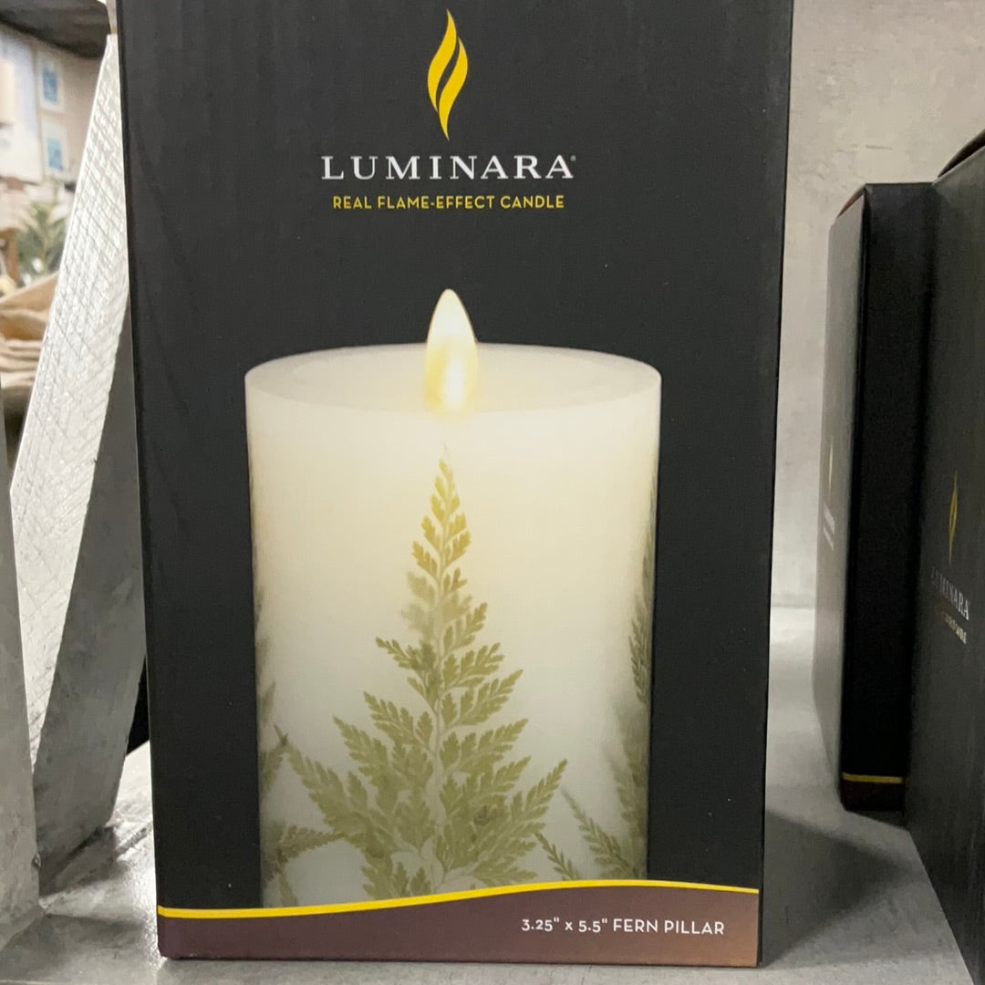 3x6.5 White Fern Candle