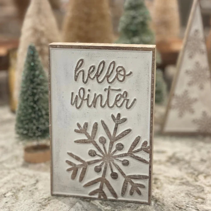 HELLO WINTER CARVED BLOCK