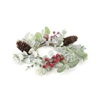 Frosted Eucalyptus/Berry Candle Ring