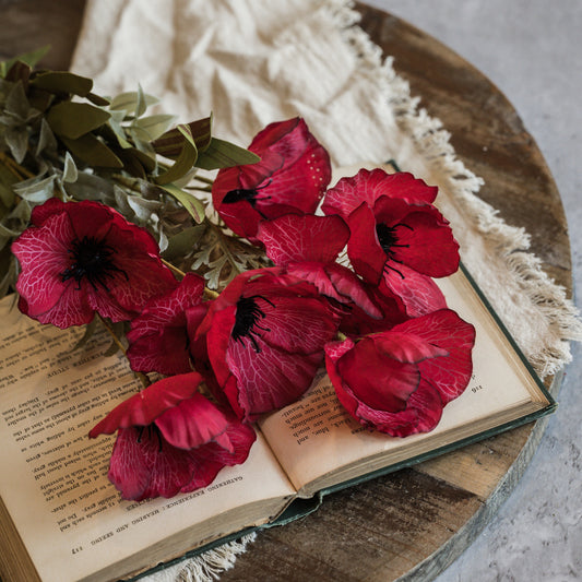 22" RED POPPY BUSH