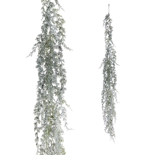 6" Hanging Flocked Cedar Garland