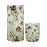 Glass Woodland Pine Candle Holders